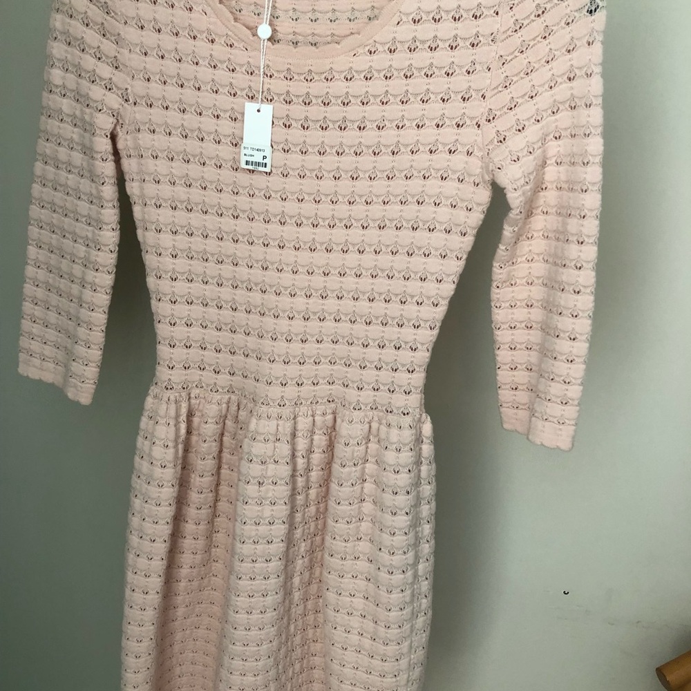 Blush color scoop neck knit dress
